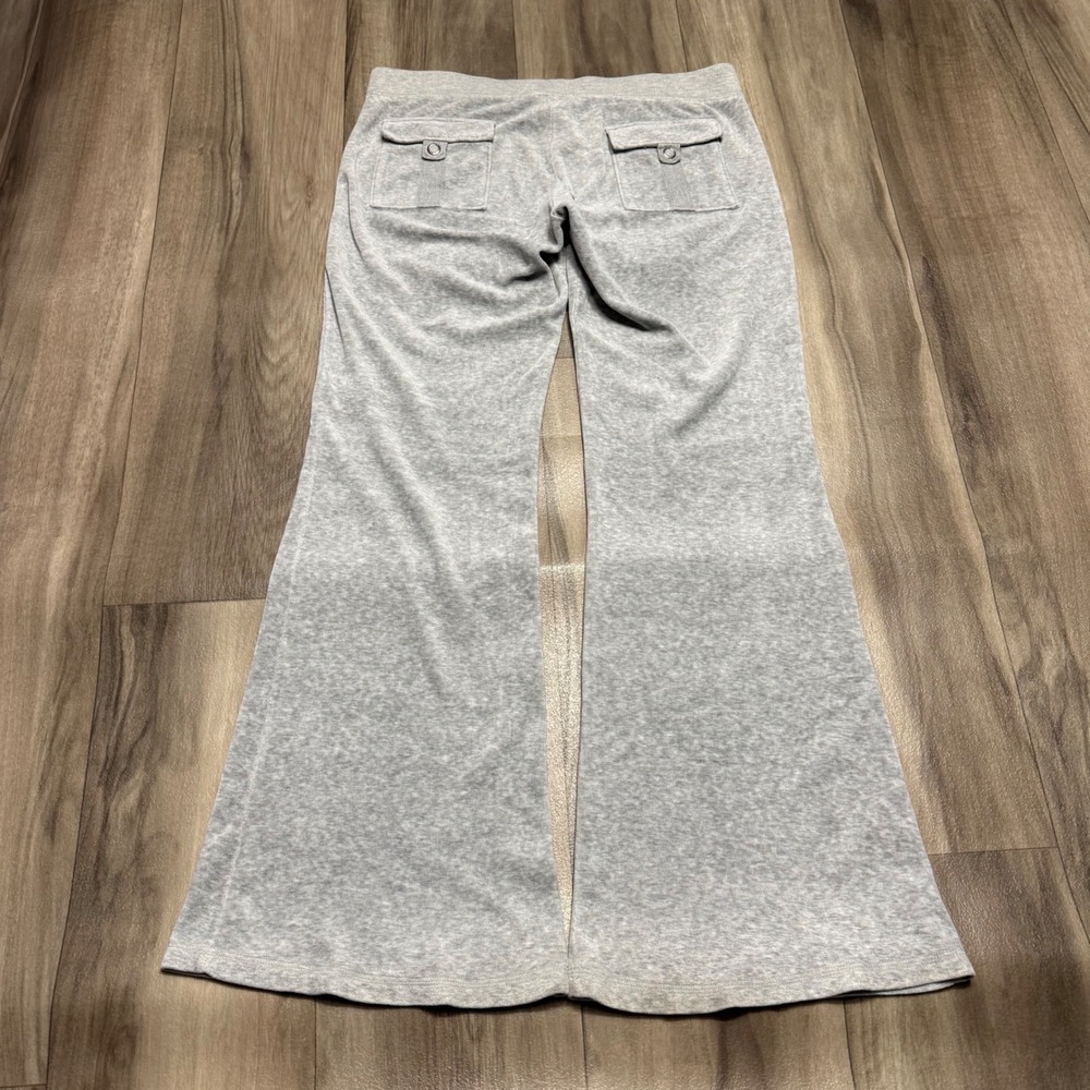 Juicy Couture Women Gray Velour Flare Track Pants JGMU 0008 Medium